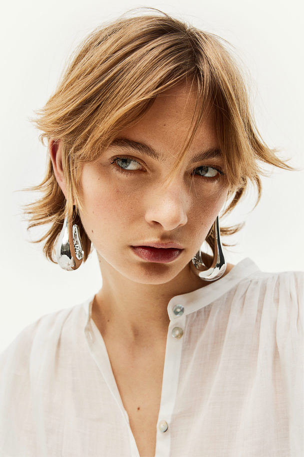 H&M Long Hoop Earrings Silver-coloured