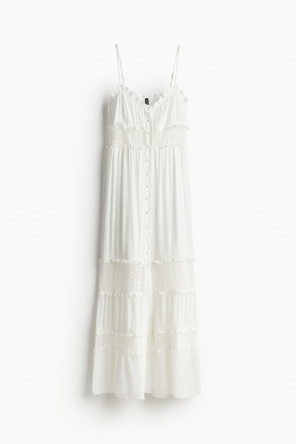 H&M Lace-inset Crêpe Maxi Dress Cream