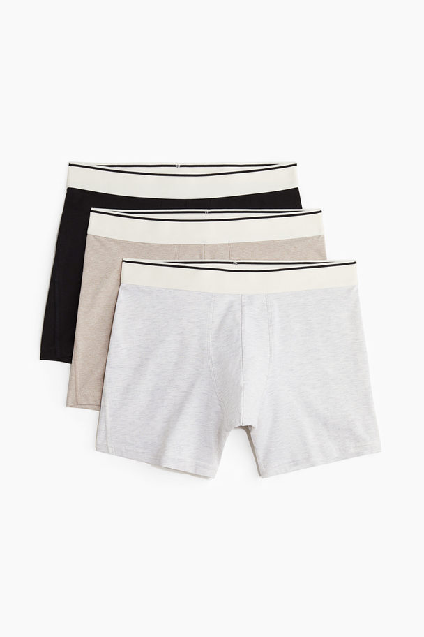 H&M 3er-Pack Xtra Life™ Mid Trunks Beigemeliert/Graumeliert