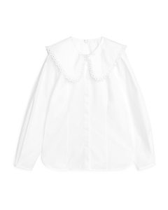 Wide-collar Blouse White