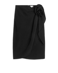 Rose-detail Wrap Skirt Black