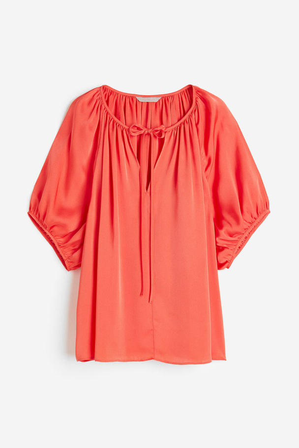 H&M Oversized Tie-top Blouse Coral