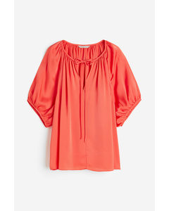 Oversized Tie-top Blouse Coral