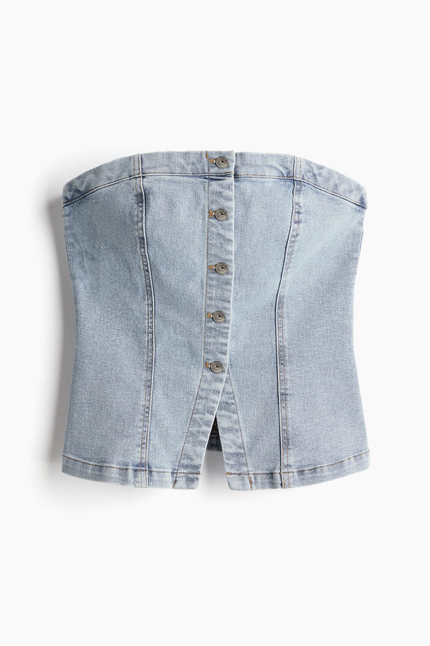 H&M Bandeau-Top aus Denim Helles Denimblau