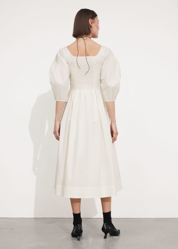 & Other Stories Pleated Midi Dress White