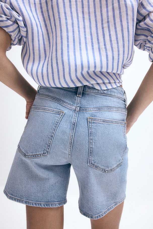 H&M Shorts I Denim Med Høy Midje Lys Denimblå