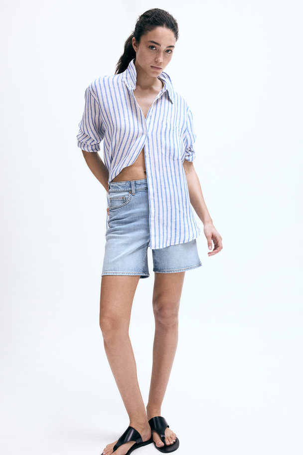 H&M High-waisted Denim Shorts Light Denim Blue