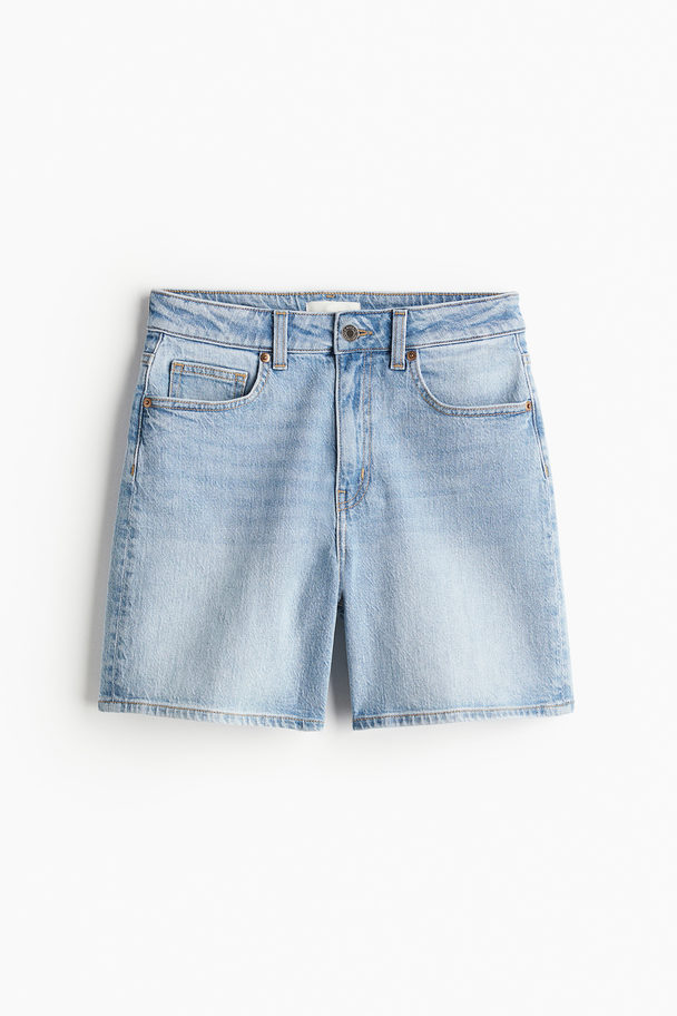 H&M Shorts I Denim Med Høy Midje Lys Denimblå