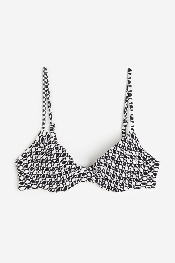 H&M Uvattert Bikinitopp Sort/mønstret
