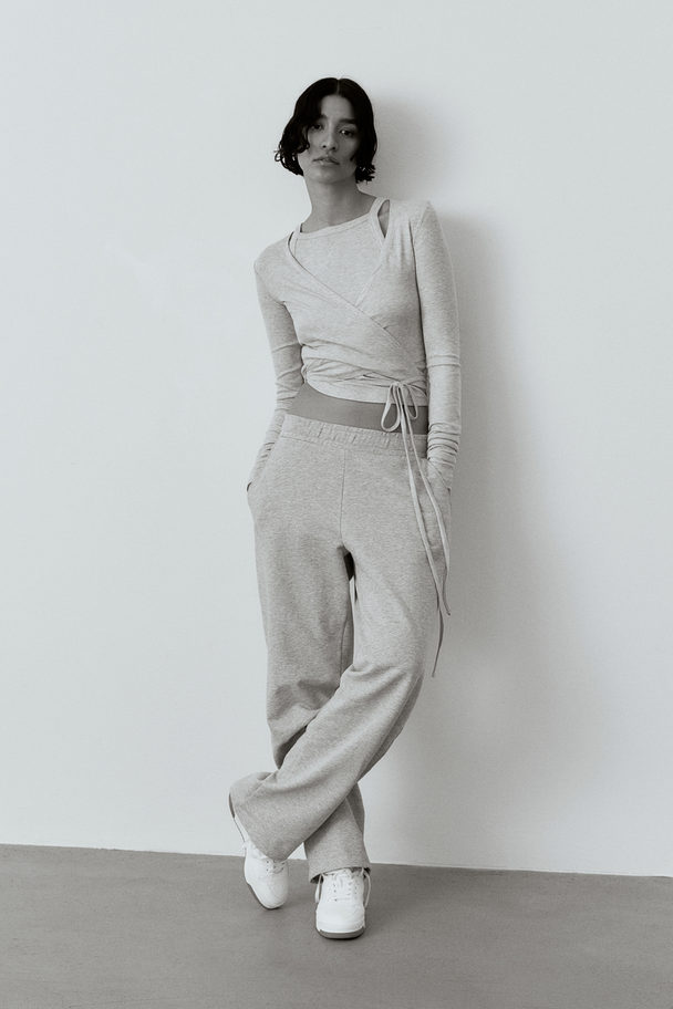 H&M Straight Sweatpants Light Grey Marl