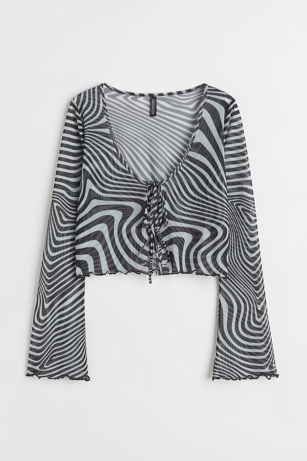 H&M Mesh Cardigan Black/zebra Print