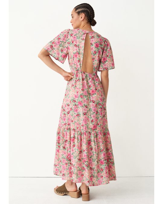 & Other Stories Printed Puff Sleeve Maxi Dress Pink Florals