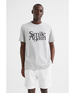 Regular Fit Cotton T-shirt Light Grey Marl/smile Again