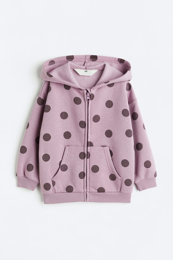 H&M Zip-through Hoodie Mauve/spotted