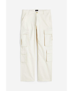 Relaxed Fit Cargo Trousers Cream