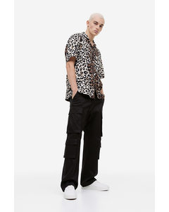 Relaxed Fit Cargo Trousers Black