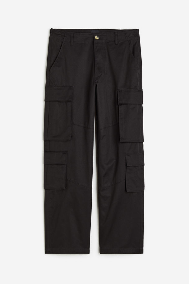 H&M Cargohose Relaxed Fit Schwarz