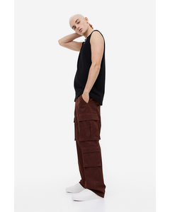Relaxed Fit Cargo Trousers Brown