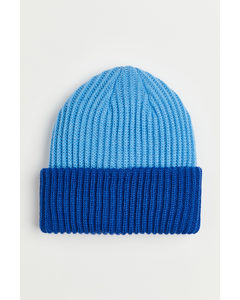 Rib-knit Hat Blue