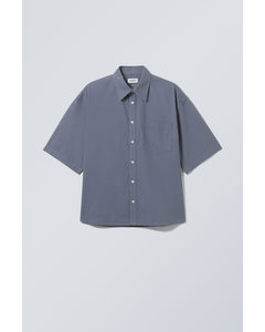 Crisp Cotton Short Sleeve Shirt Dusty Blue