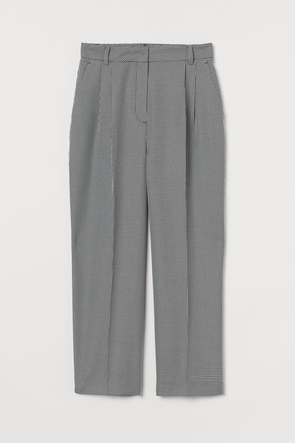 H&M Tailored Trousers Black/dogtooth-patterned