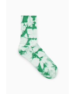 Ribbed Tie-dye Socks White / Green