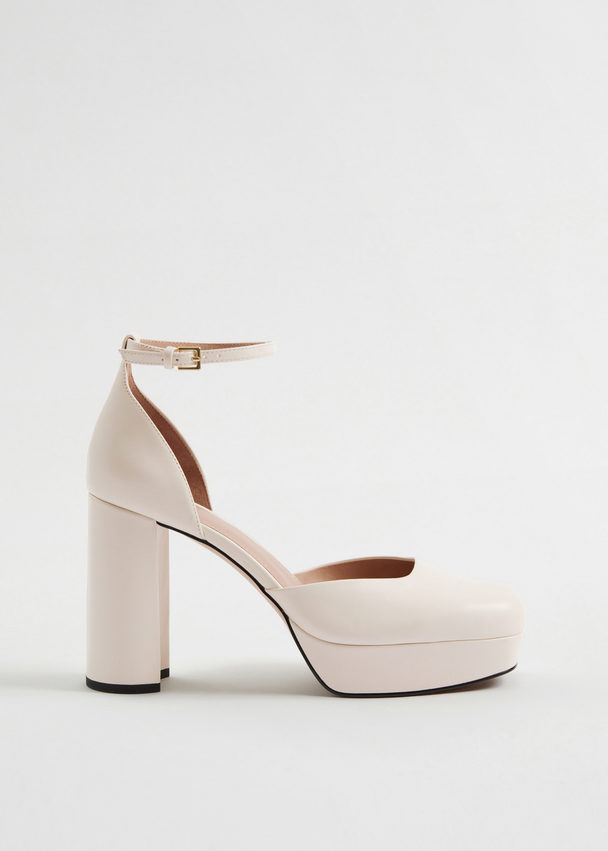 & Other Stories Leren Mary Jane-pumps Met Plateauzool Vanille