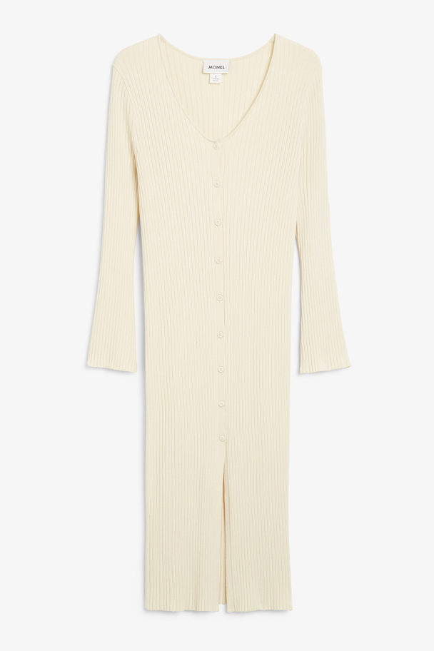 Monki Ribbed Knit Dress Off-white