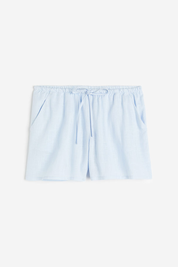 H&M Pull-on-Shorts aus Leinenmix Hellblau