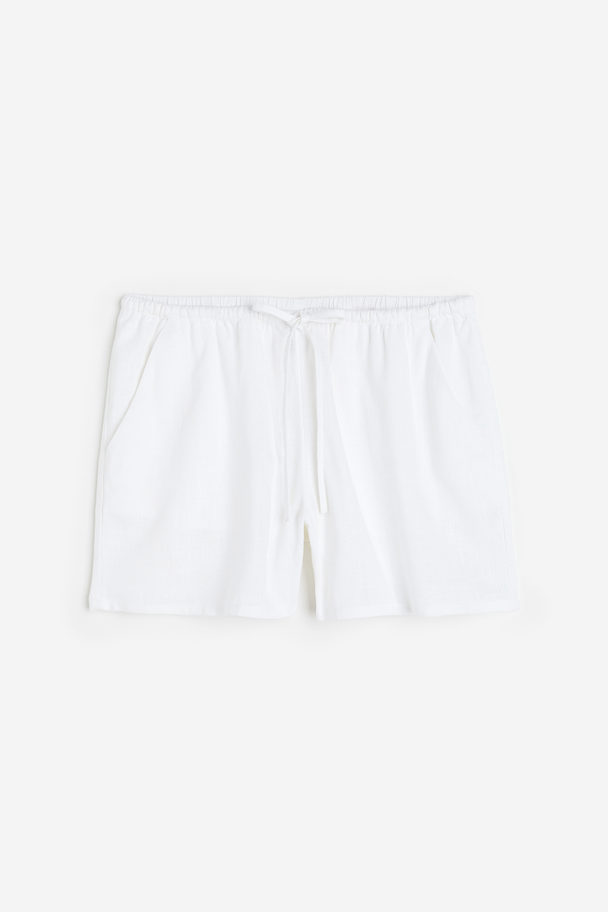 H&M Pull-on-Shorts aus Leinenmix Weiß