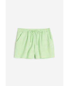 Linen-blend Pull-on Shorts Light Green