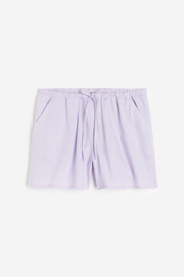 H&M Pull-on-Shorts aus Leinenmix Helllila