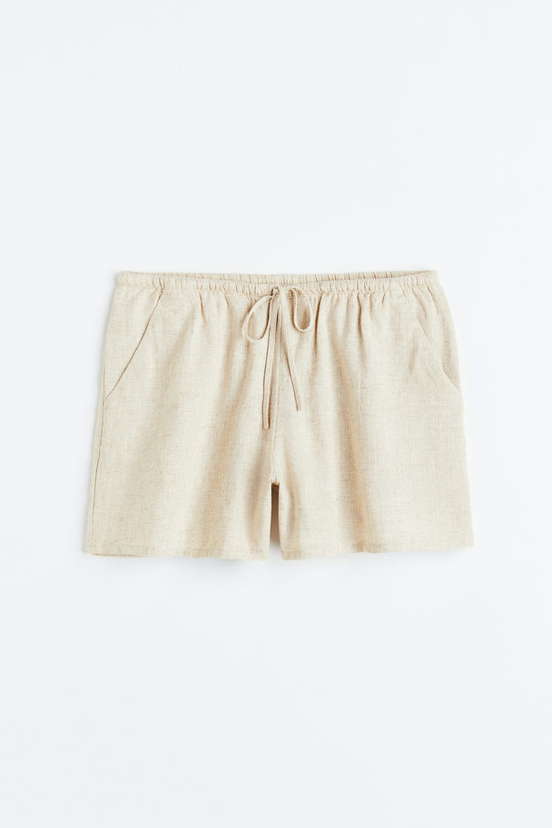 H&M Pull-on-Shorts aus Leinenmix Hellbeige