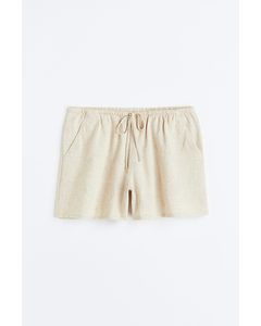 Pull-on-Shorts aus Leinenmix Hellbeige