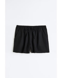 Pull-on-Shorts aus Leinenmix Schwarz