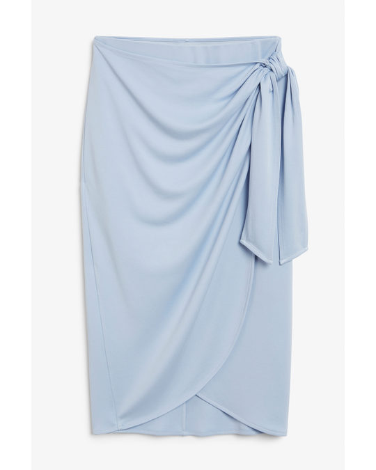 Monki Super-soft Draped Wrap Skirt Blue