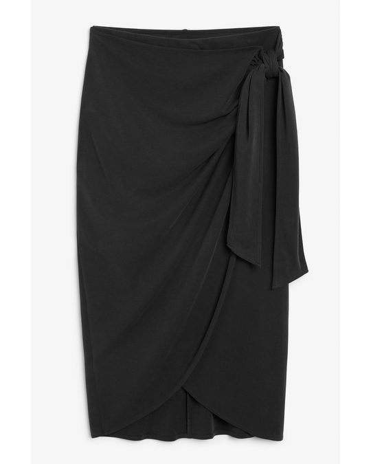 Monki Super-soft Draped Wrap Skirt Washed Black