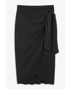 Super-soft Draped Wrap Skirt Washed Black
