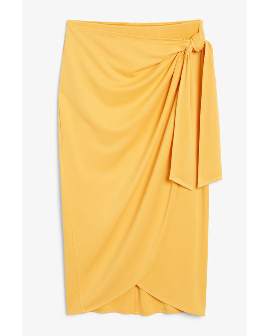 Monki Super-soft Draped Wrap Skirt Yellow