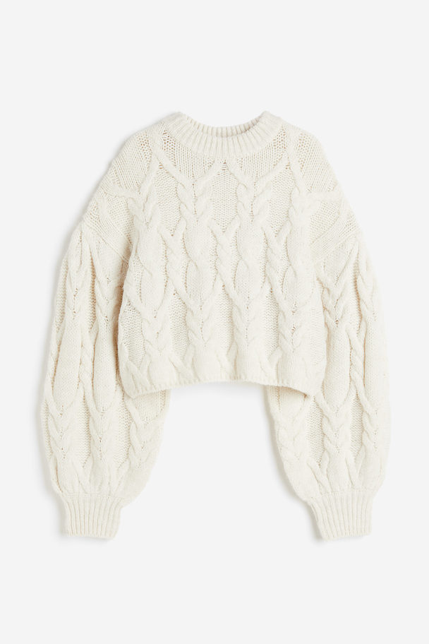 H&M Pullover mit Zopfmuster Naturweiß