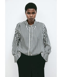Shirt White/black Striped