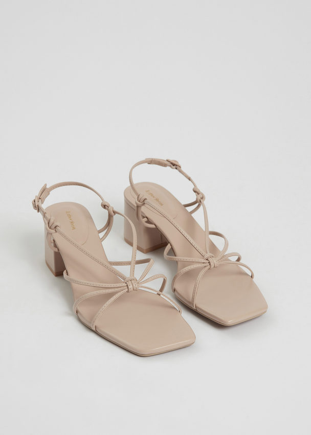 & Other Stories Strappy Knotted Leather Sandals Beige