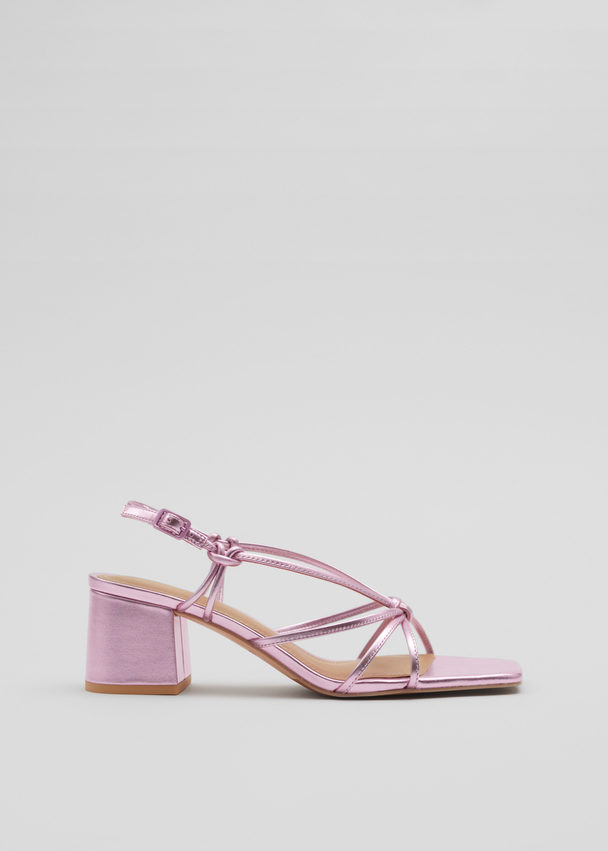 & Other Stories Strappy Knotted Leather Sandals Pink
