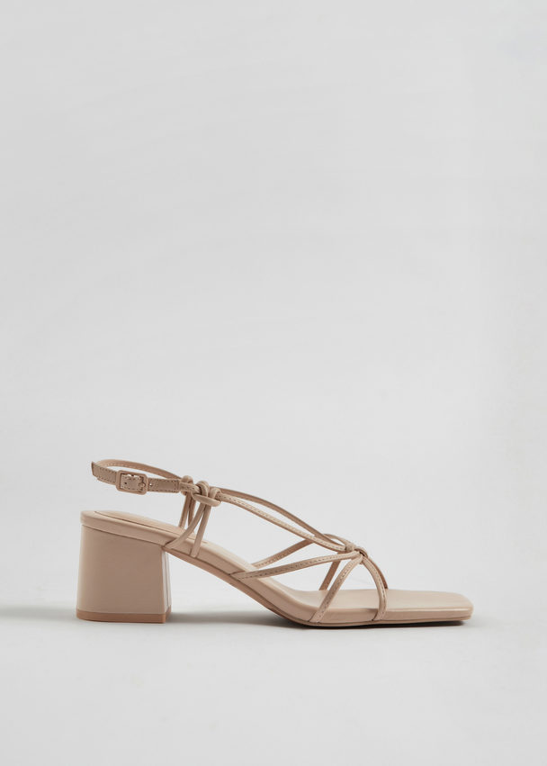 & Other Stories Strappy Knotted Leather Sandals Beige