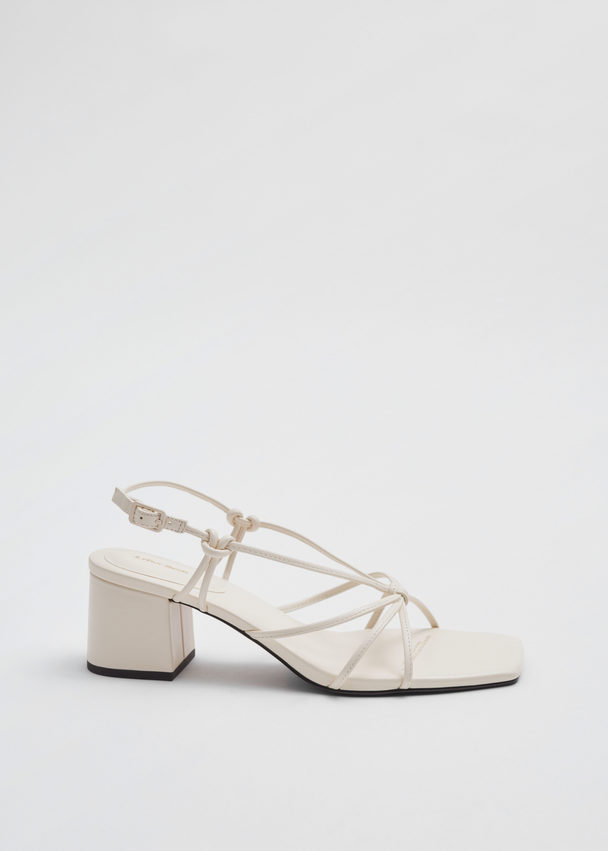 & Other Stories Strappy Knotted Leather Sandals Cream