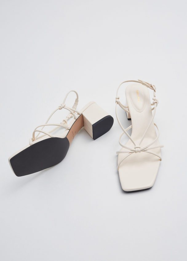 & Other Stories Strappy Knotted Leather Sandals Cream