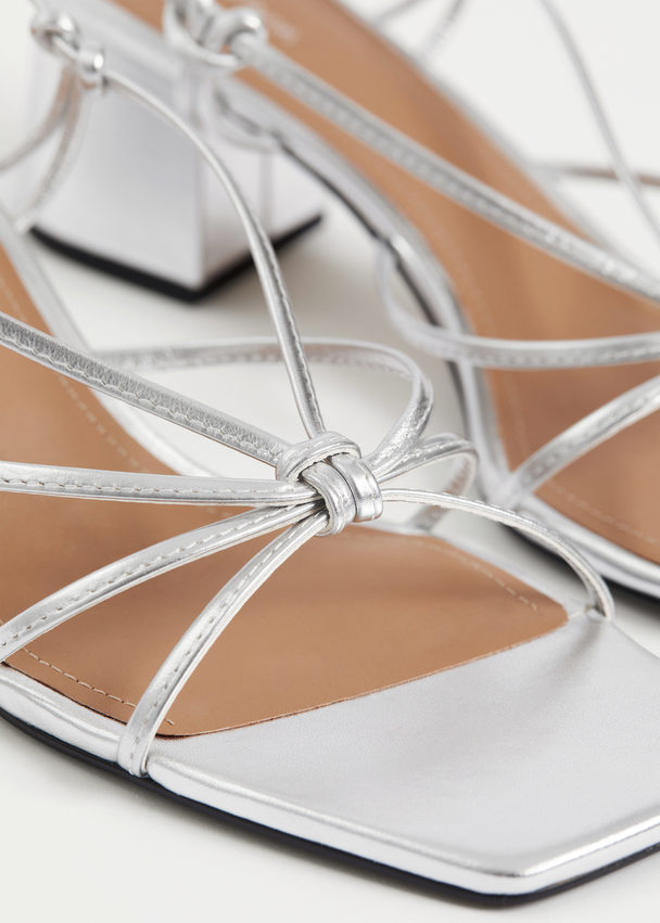 & Other Stories Strappy Knotted Leather Sandals Silver