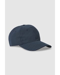 Checked Wool Cap Navy