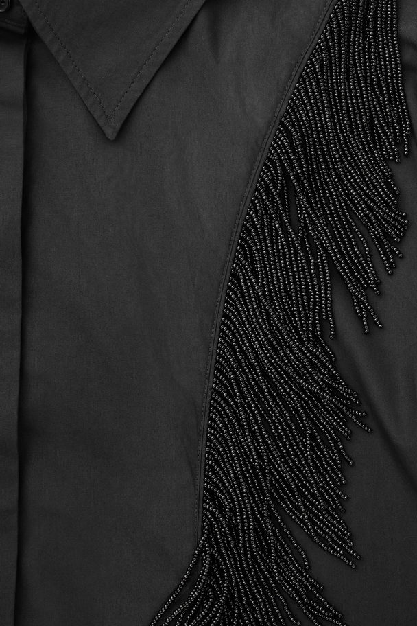 COS Oversize-skjorta Dekorerad Med Fransar Svart