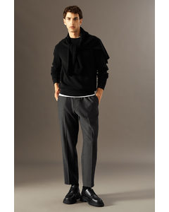 Elasticated Wool-flannel Trousers - Tapered Grey